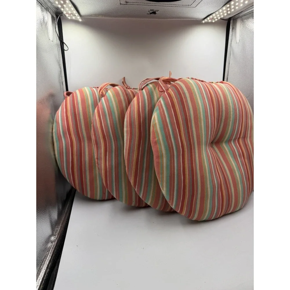 Bistro Chair Cushions Set of 4 Round Outdoor Cushions Water Resistant W/ Ties